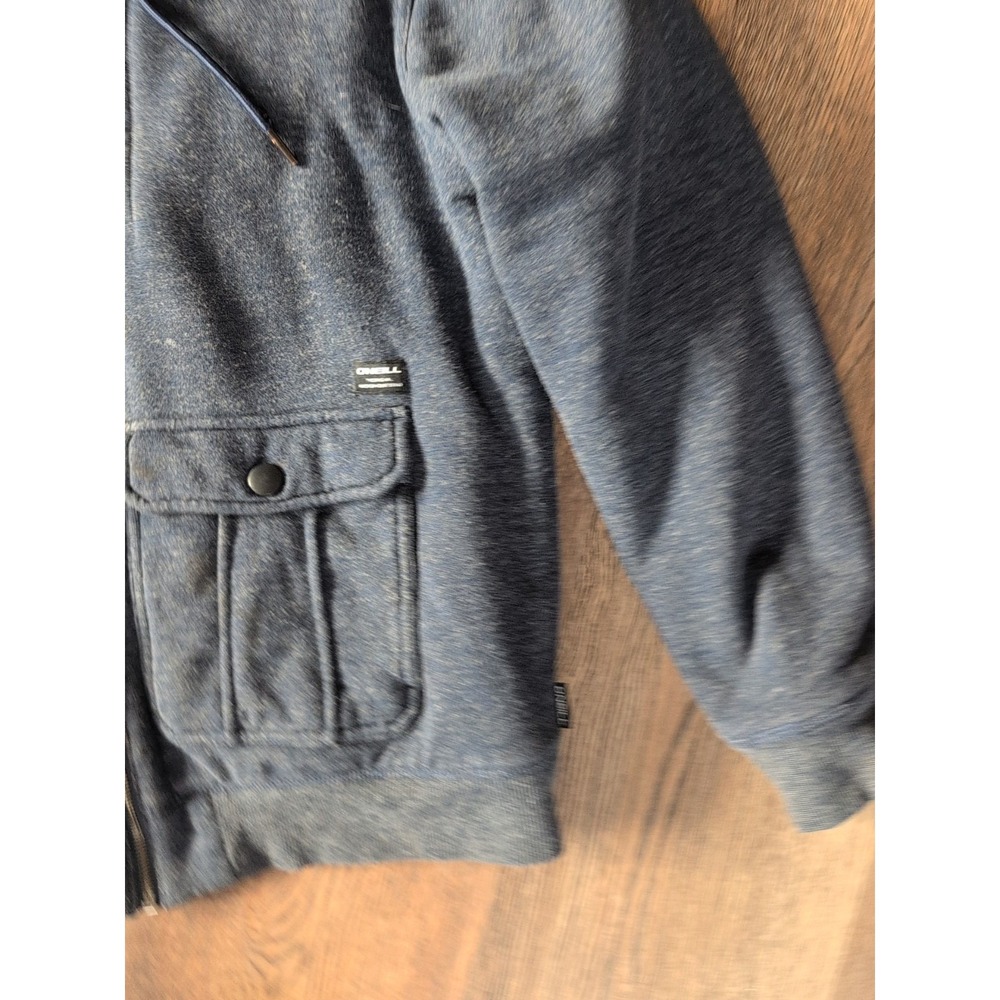 O'Neil Jacket Men's M Sherpa Fleece Hoodie Navy Full Zip Surf Skater Pockets Vtg - Picture 6 of 16